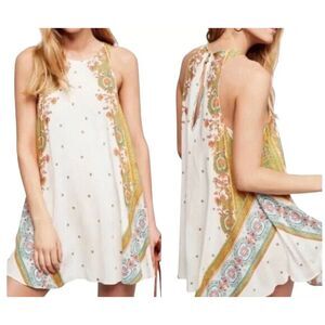 Free People Intimately Boho Floral Paisley Swing Tank Top SZ S Cream Multicolor